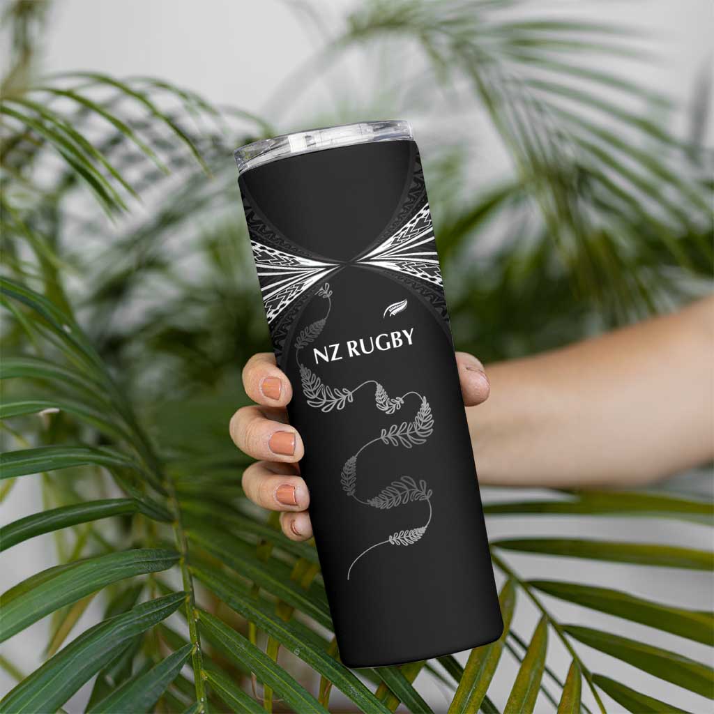 New Zealand Rugby Custom Skinny Tumbler Aotearoa Armour Blacks Silver Ferns - Polynesian Pride