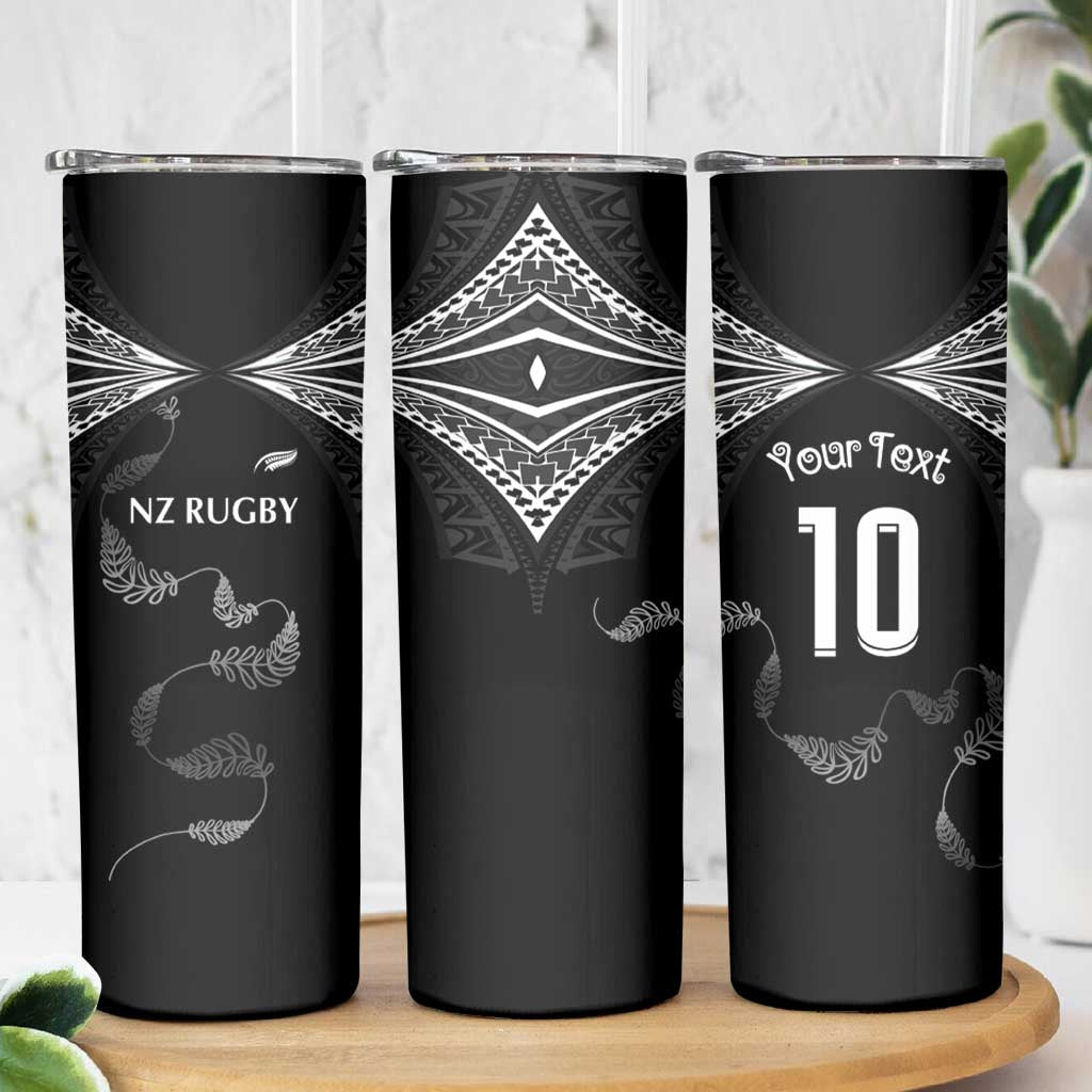 New Zealand Rugby Custom Skinny Tumbler Aotearoa Armour Blacks Silver Ferns - Polynesian Pride