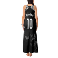 New Zealand Rugby Custom Tank Maxi Dress Aotearoa Armour Blacks Silver Ferns - Polynesian Pride