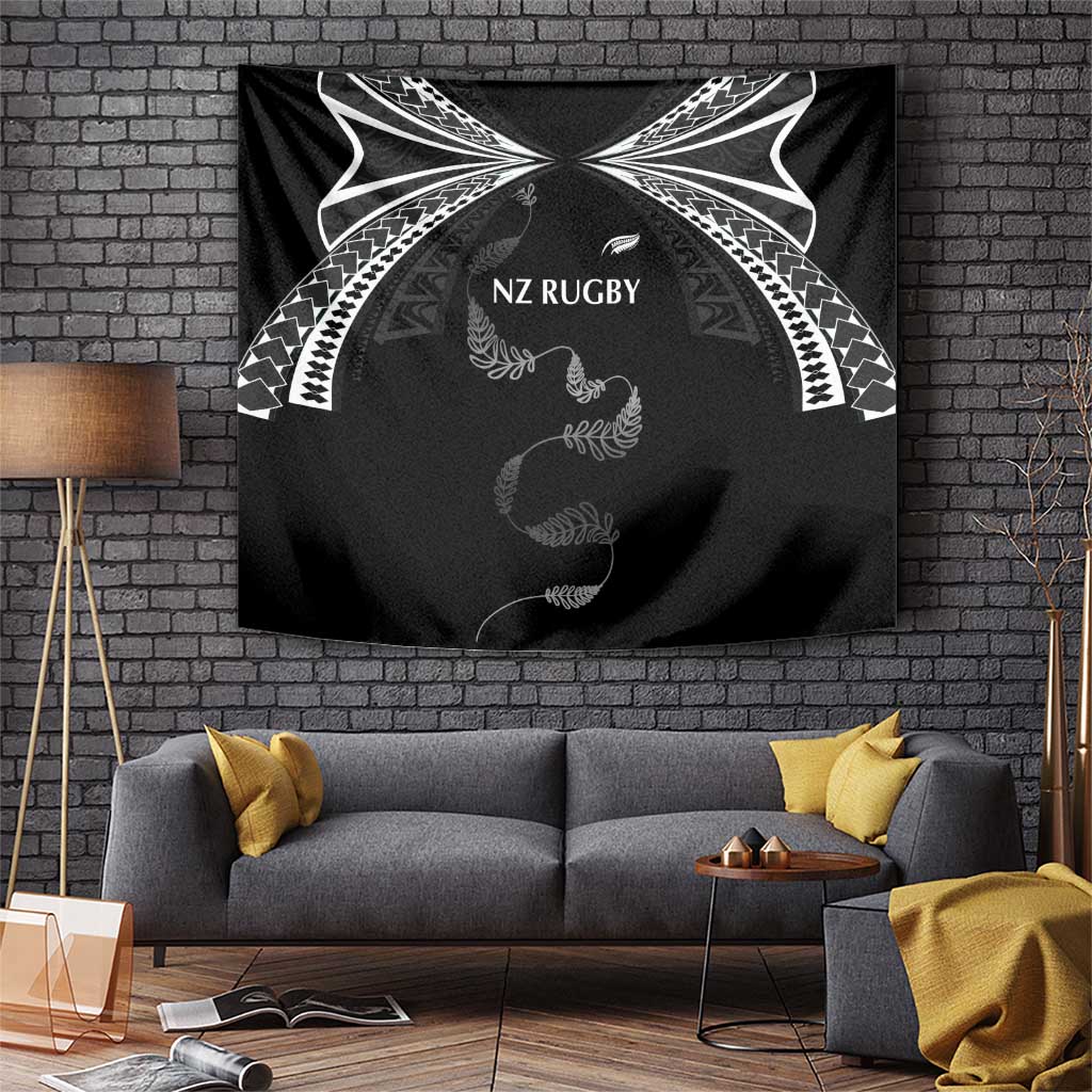 New Zealand Rugby Tapestry Aotearoa Armour Blacks Silver Ferns - Polynesian Pride