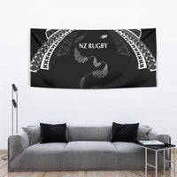 New Zealand Rugby Tapestry Aotearoa Armour Blacks Silver Ferns - Polynesian Pride