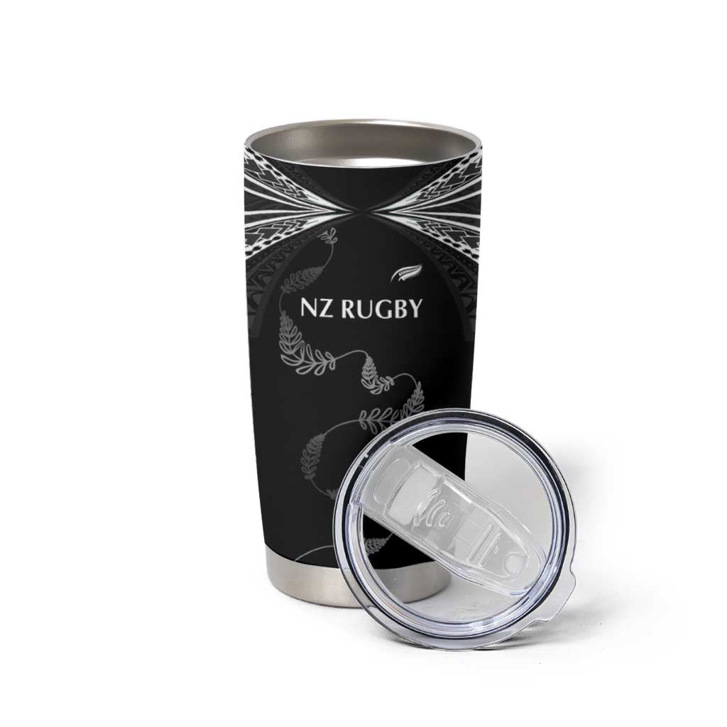 New Zealand Rugby Custom Tumbler Cup Aotearoa Armour Blacks Silver Ferns - Polynesian Pride
