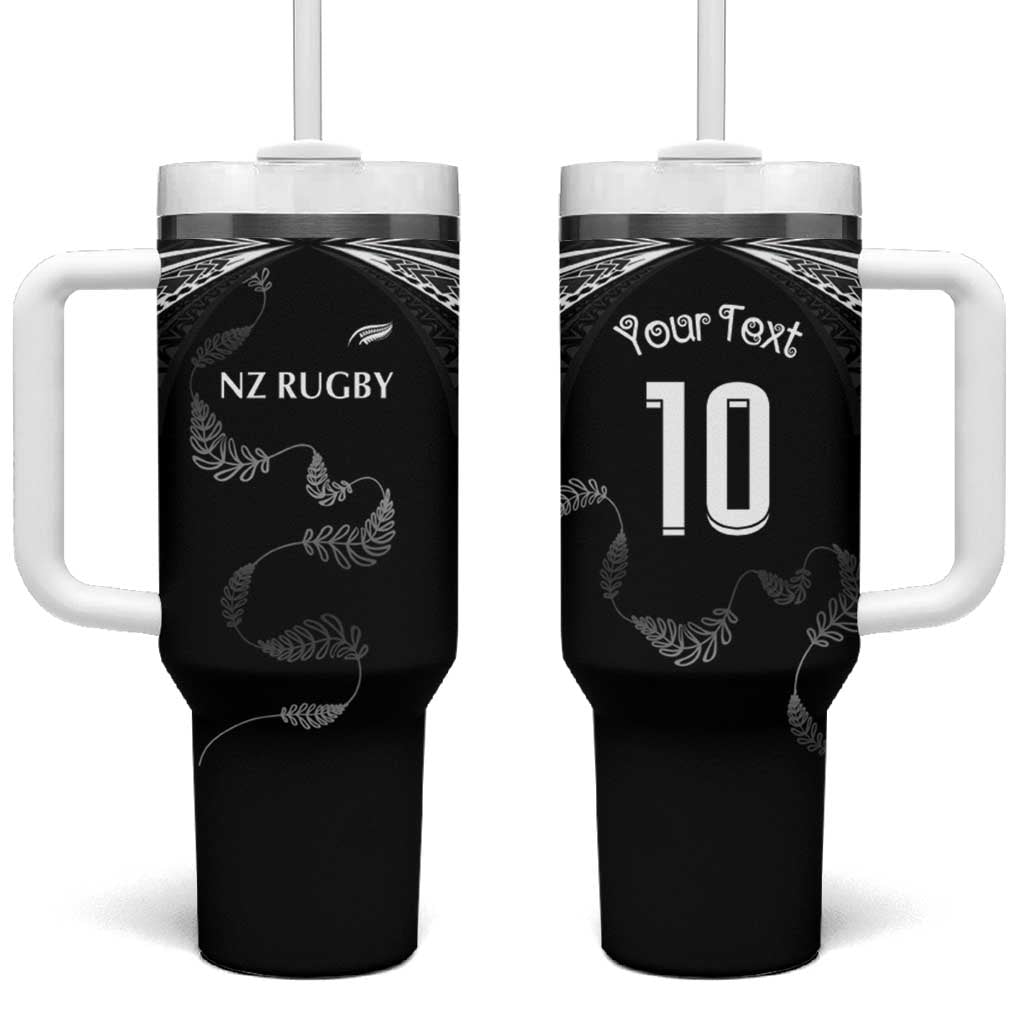 New Zealand Rugby Custom Tumbler With Handle Aotearoa Armour Blacks Silver Ferns - Polynesian Pride
