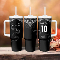 New Zealand Rugby Custom Tumbler With Handle Aotearoa Armour Blacks Silver Ferns - Polynesian Pride