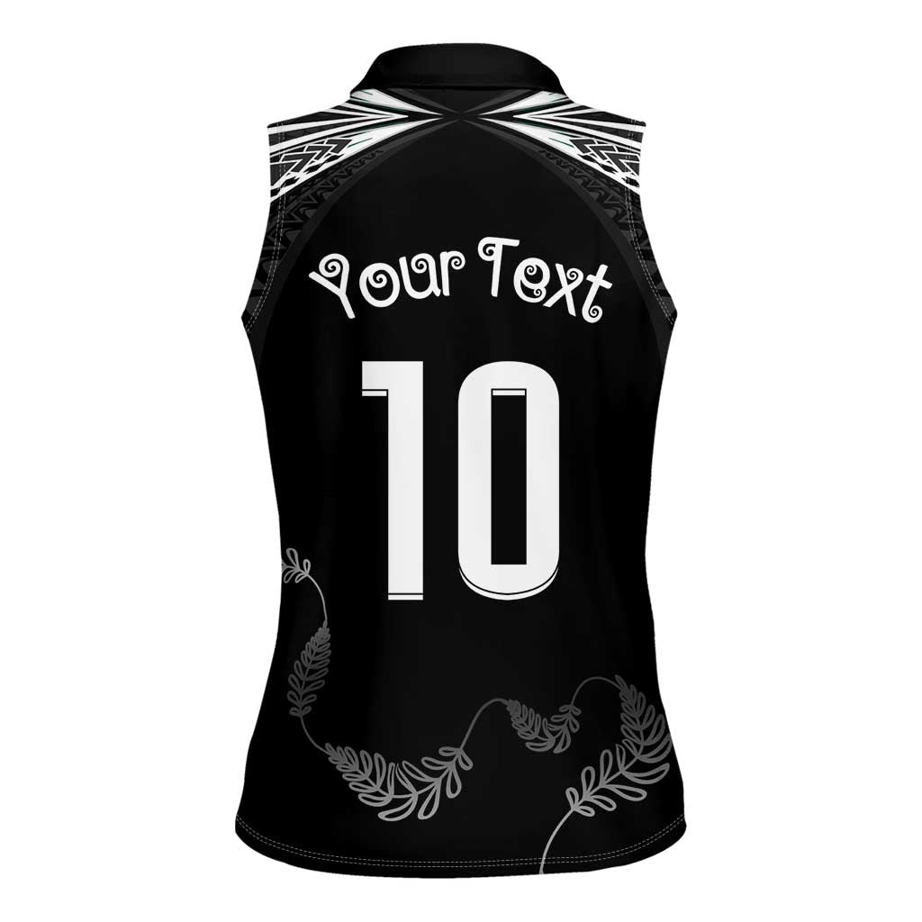 New Zealand Rugby Custom Women Sleeveless Polo Shirt Aotearoa Armour Blacks Silver Ferns - Polynesian Pride