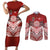 Tonga Rugby Custom Couples Matching Short Sleeve Bodycon Dress and Long Sleeve Button Shirt Mana o Tonga-Tribal Heritage Edition Red Color - Polynesian Pride