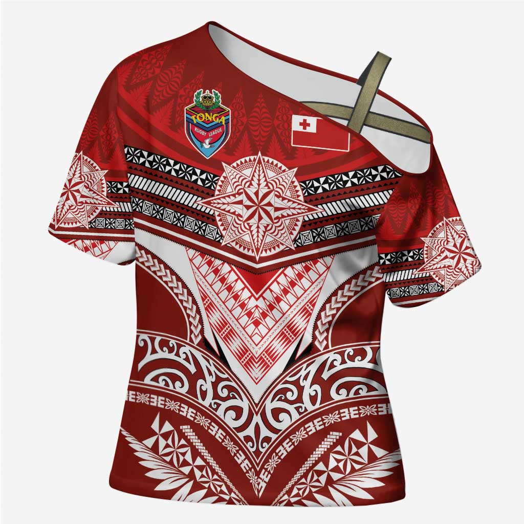 Tonga Rugby Custom Cross Shoulder Shirt Mana o Tonga-Tribal Heritage Edition Red Color - Polynesian Pride