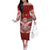 Tonga Rugby Custom Off The Shoulder Long Sleeve Dress Mana o Tonga-Tribal Heritage Edition Red Color - Polynesian Pride