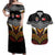 Tonga Rugby Custom Couples Matching Off Shoulder Maxi Dress and Hawaiian Shirt Mana o Tonga-Tribal Heritage Edition Black Color - Polynesian Pride