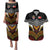 Tonga Rugby Custom Couples Matching Puletasi and Hawaiian Shirt Mana o Tonga-Tribal Heritage Edition Black Color - Polynesian Pride