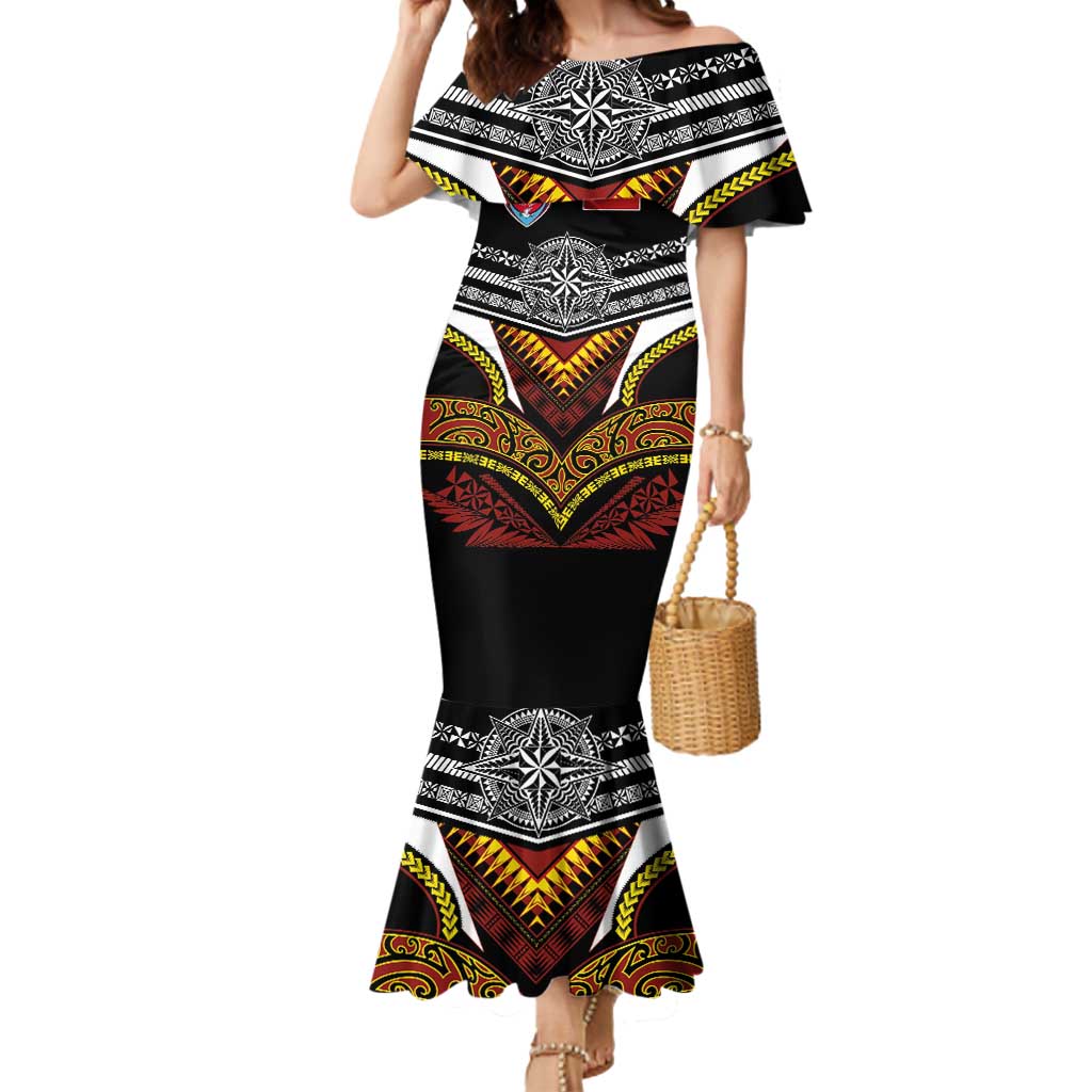 Tonga Rugby Custom Mermaid Dress Mana o Tonga-Tribal Heritage Edition Black Color - Polynesian Pride