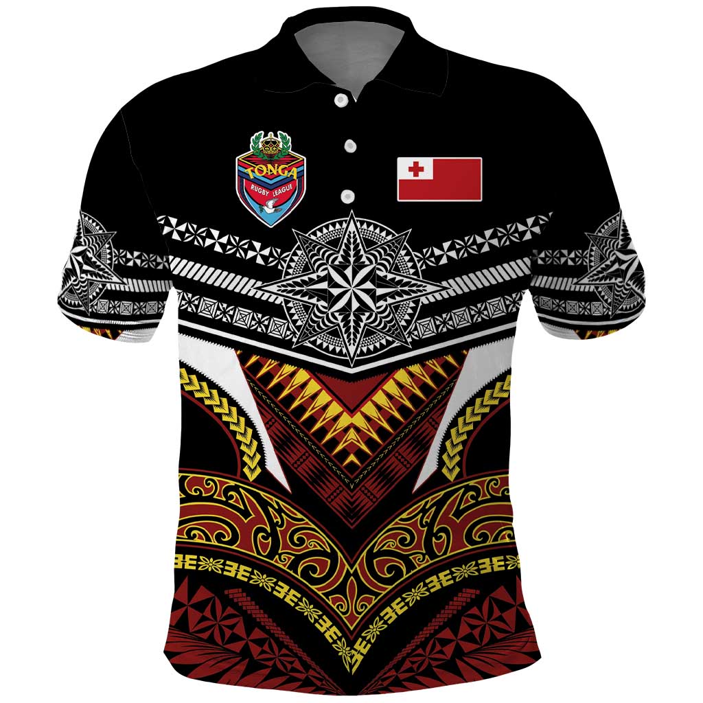 Tonga Rugby Custom Polo Shirt Mana o Tonga-Tribal Heritage Edition Black Color - Polynesian Pride