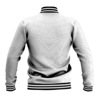Tonga White Sunday Baseball Jacket Tongan Tribal Heritage Tattoos - Polynesian Pride