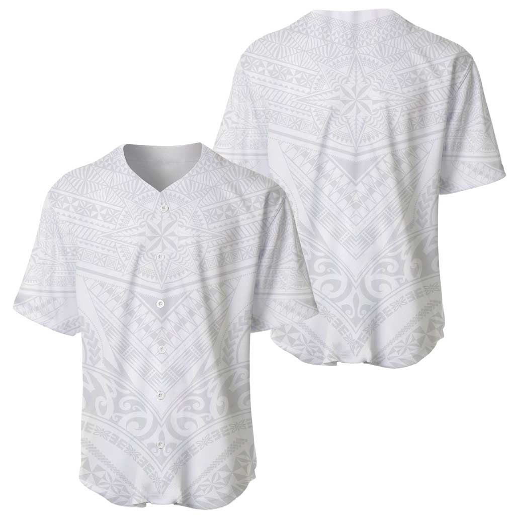 Tonga White Sunday Baseball Jersey Tongan Tribal Heritage Tattoos - Polynesian Pride