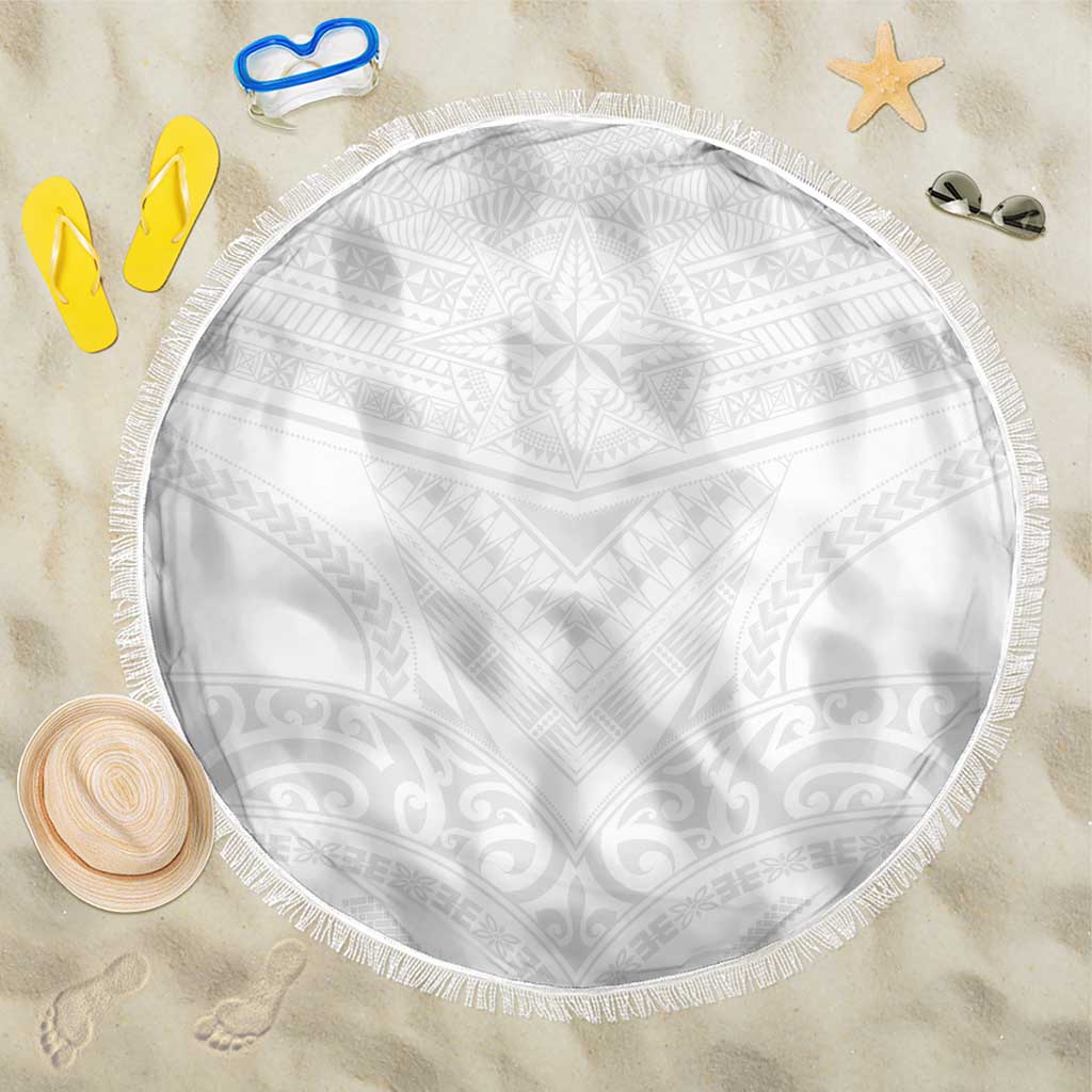 Tonga White Sunday Beach Blanket Tongan Tribal Heritage Tattoos - Polynesian Pride