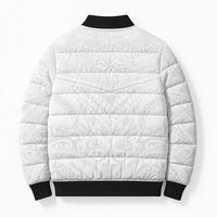 Tonga White Sunday Bomber Puffer Jacket Tongan Tribal Heritage Tattoos LT03 - Polynesian Pride