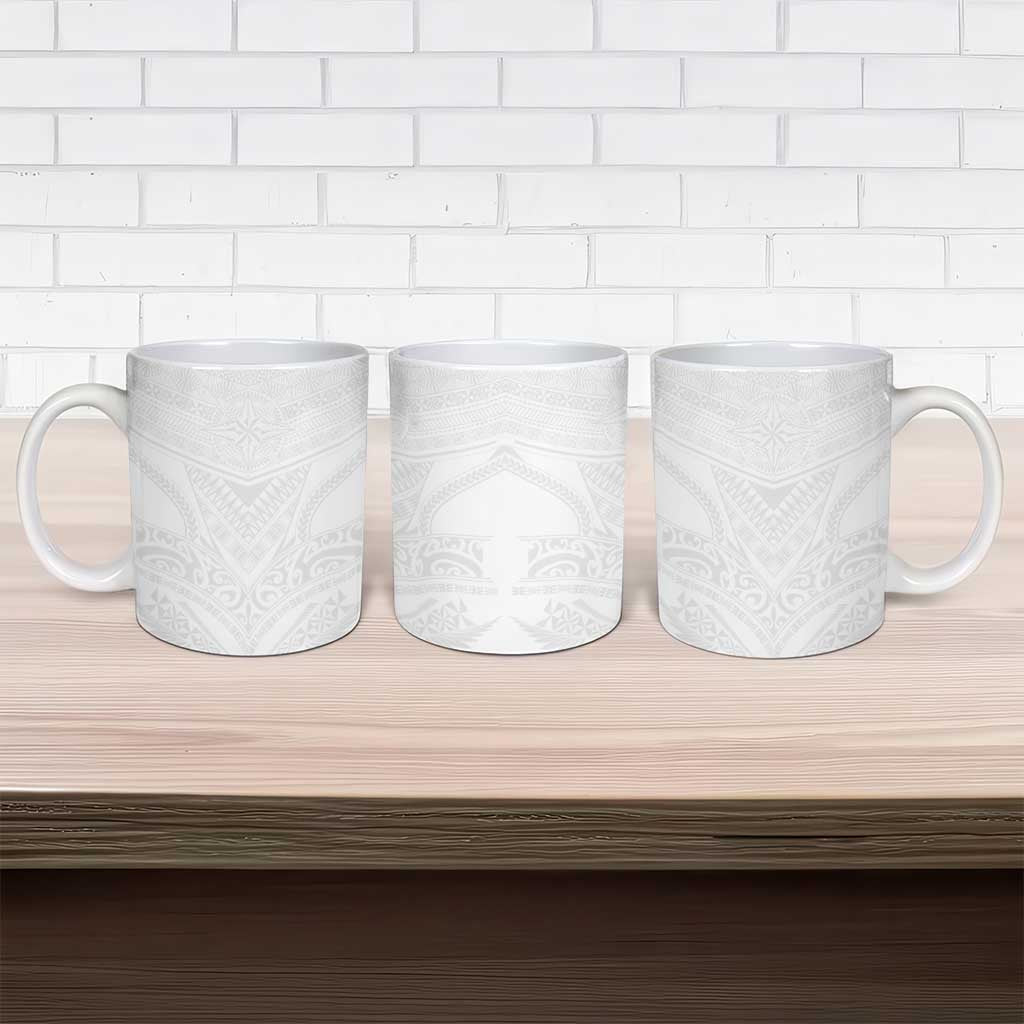 Tonga White Sunday Ceramic Mug Tongan Tribal Heritage Tattoos - Polynesian Pride