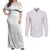 Tonga White Sunday Couples Matching Off Shoulder Maxi Dress and Long Sleeve Button Shirt Tongan Tribal Heritage Tattoos - Polynesian Pride