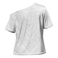 Tonga White Sunday Cross Shoulder Shirt Tongan Tribal Heritage Tattoos - Polynesian Pride