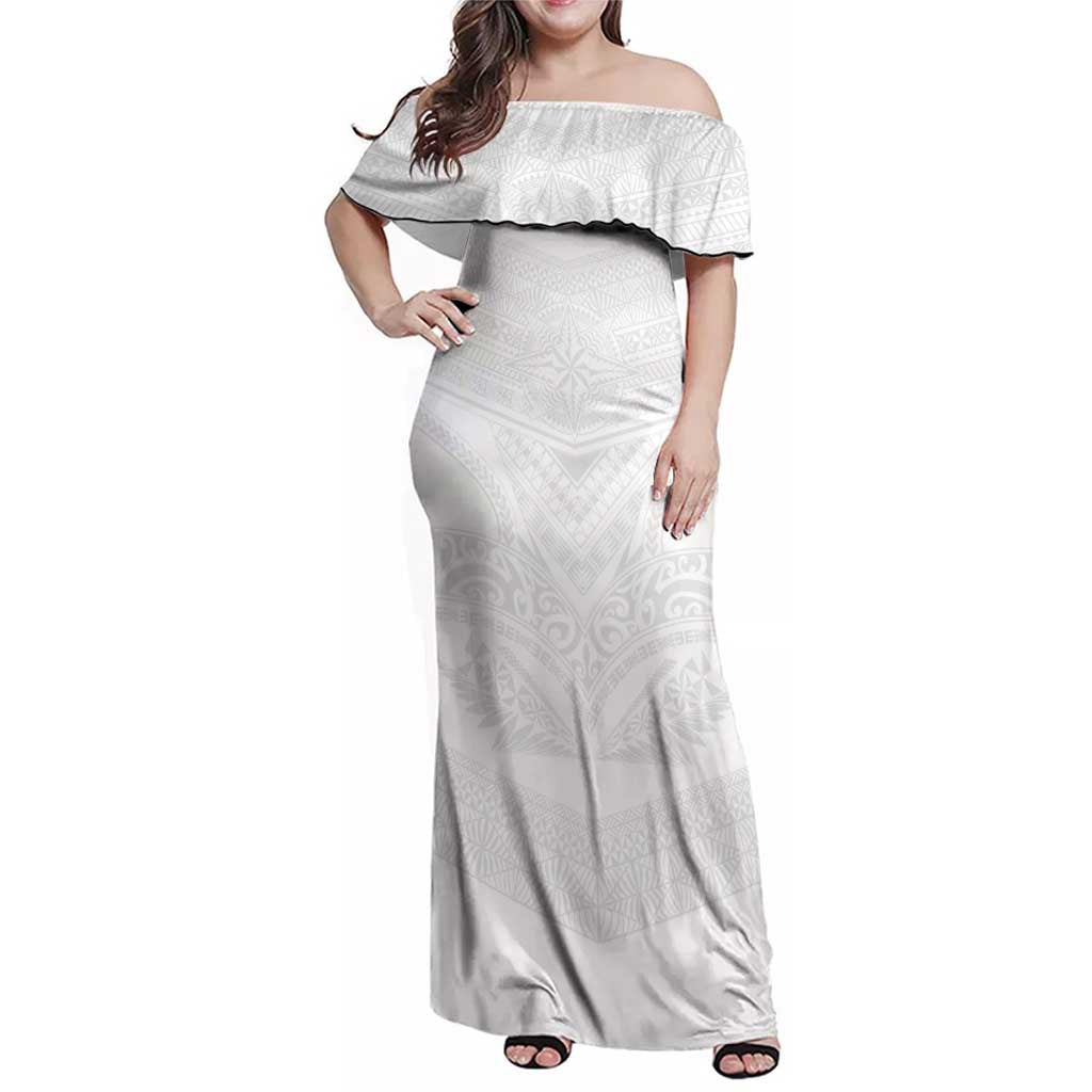 Tonga White Sunday Family Matching Off Shoulder Maxi Dress and Hawaiian Shirt Tongan Tribal Heritage Tattoos - Polynesian Pride