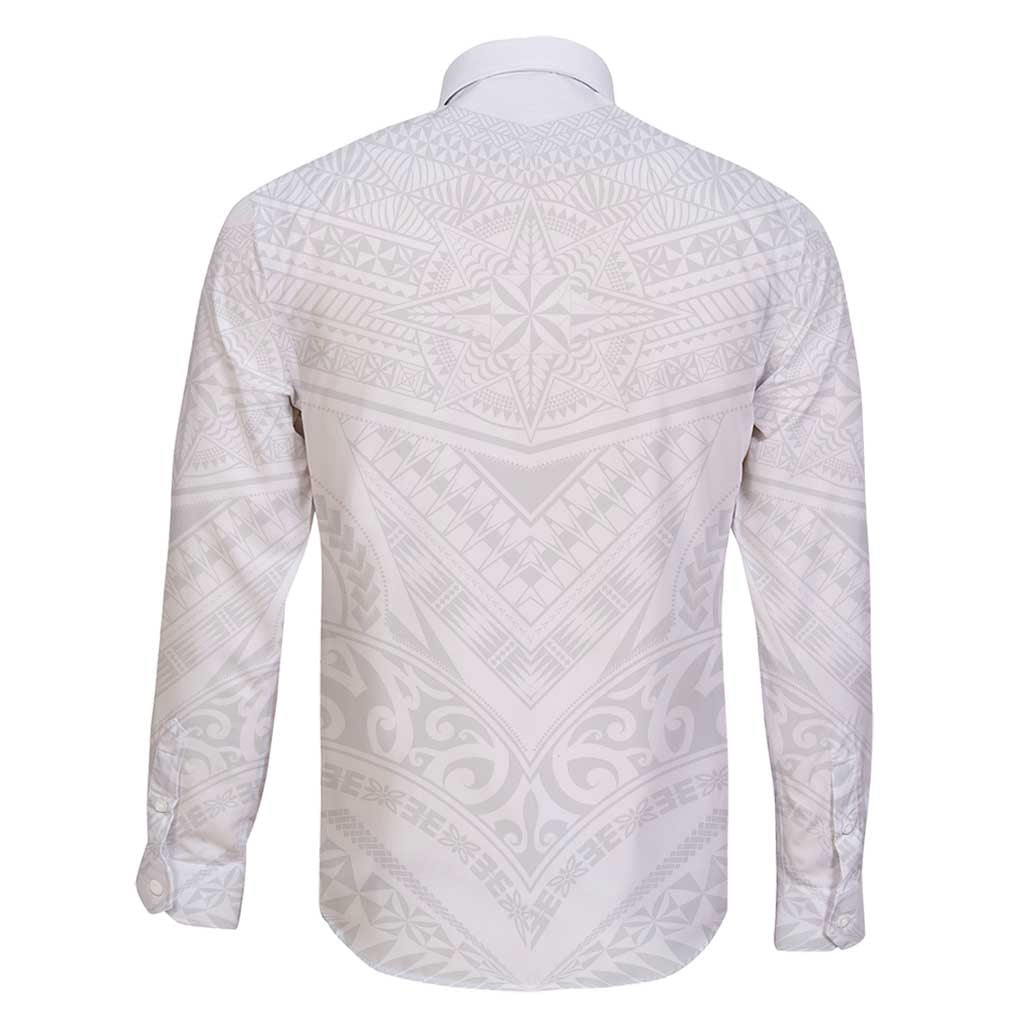 Tonga White Sunday Family Matching Off Shoulder Short Dress and Hawaiian Shirt Tongan Tribal Heritage Tattoos - Polynesian Pride