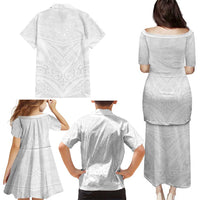 Tonga White Sunday Family Matching Puletasi and Hawaiian Shirt Tongan Tribal Heritage Tattoos - Polynesian Pride