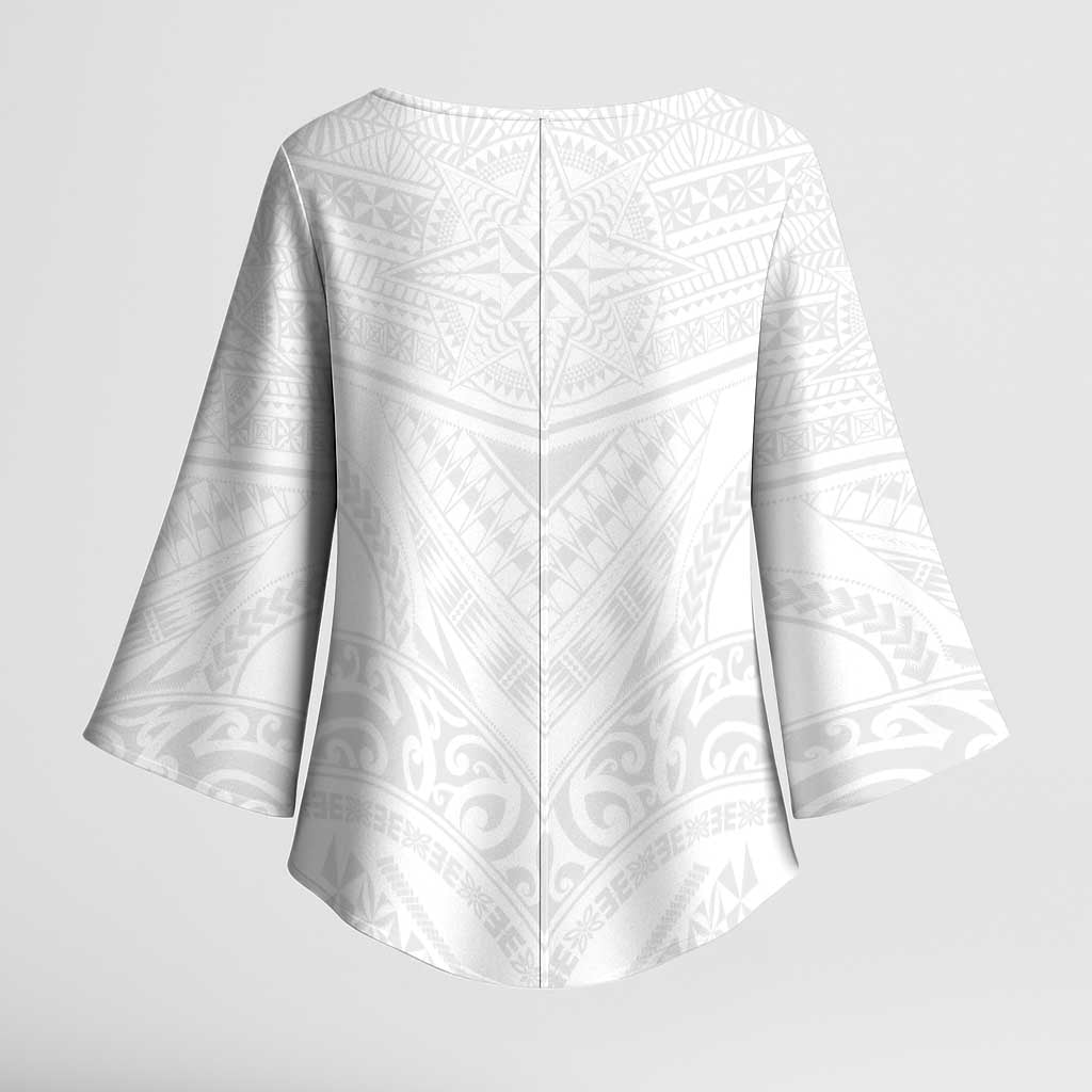 Tonga White Sunday Kimono Sleeve Blouse Tongan Tribal Heritage Tattoos - Polynesian Pride