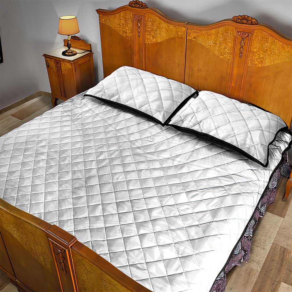 Tonga White Sunday Quilt Bed Set Tongan Tribal Heritage Tattoos - Polynesian Pride