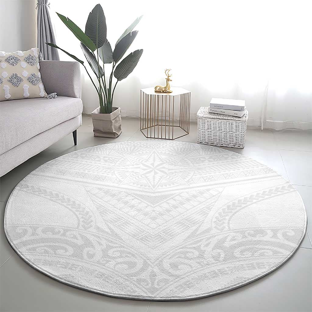 Tonga White Sunday Round Carpet Tongan Tribal Heritage Tattoos - Polynesian Pride