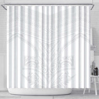 Tonga White Sunday Shower Curtain Tongan Tribal Heritage Tattoos - Polynesian Pride