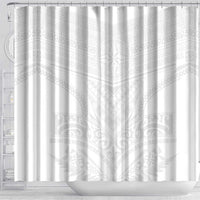 Tonga White Sunday Shower Curtain Tongan Tribal Heritage Tattoos - Polynesian Pride