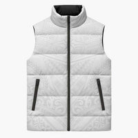 Tonga White Sunday Sleeveless Puffer Jacket Tongan Tribal Heritage Tattoos LT03 Unisex White - Polynesian Pride
