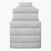 Tonga White Sunday Sleeveless Puffer Jacket Tongan Tribal Heritage Tattoos LT03 - Polynesian Pride