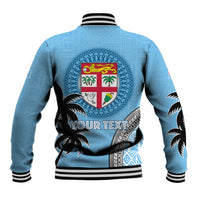 Personalised Fiji Baseball Jacket Tapa Pattern Fijian Coat of Arms and Palm Tree LT03 - Polynesian Pride