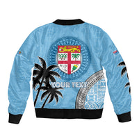 Personalised Fiji Bomber Jacket Tapa Pattern Fijian Coat of Arms and Palm Tree LT03 - Polynesian Pride