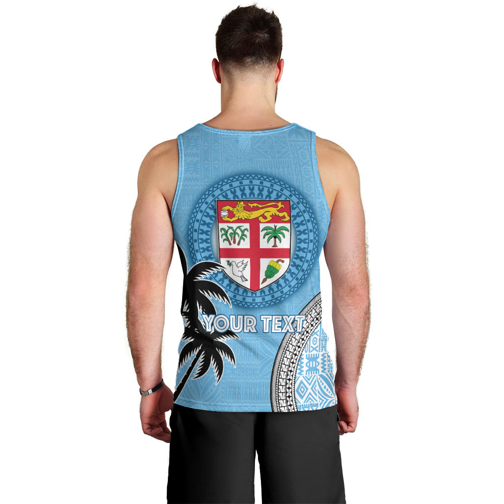 Personalised Fiji Men Tank Top Tapa Pattern Fijian Coat of Arms and Palm Tree LT03 - Polynesian Pride