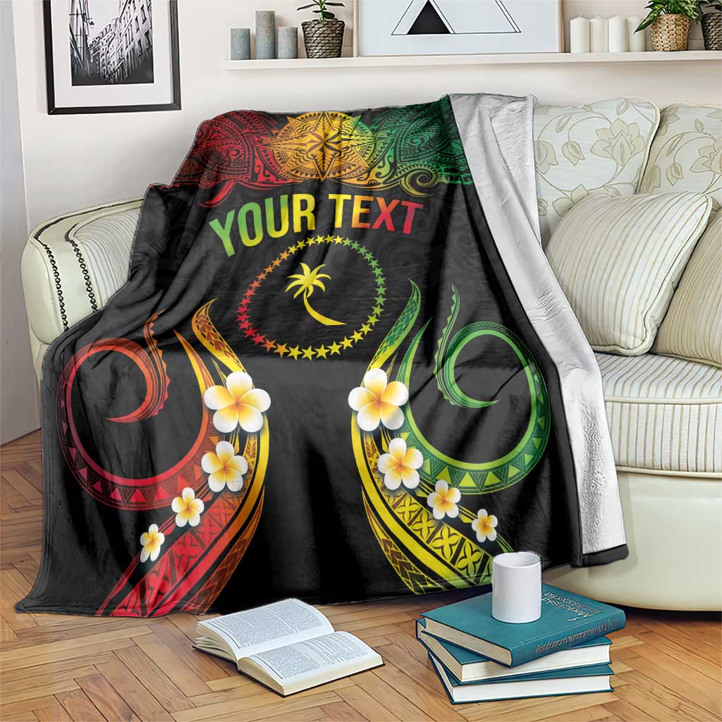 Personalised Chuuk Independence Day Blanket Polynesian Tattoo and Plumeria Reggae Color LT03 Reggae - Polynesian Pride
