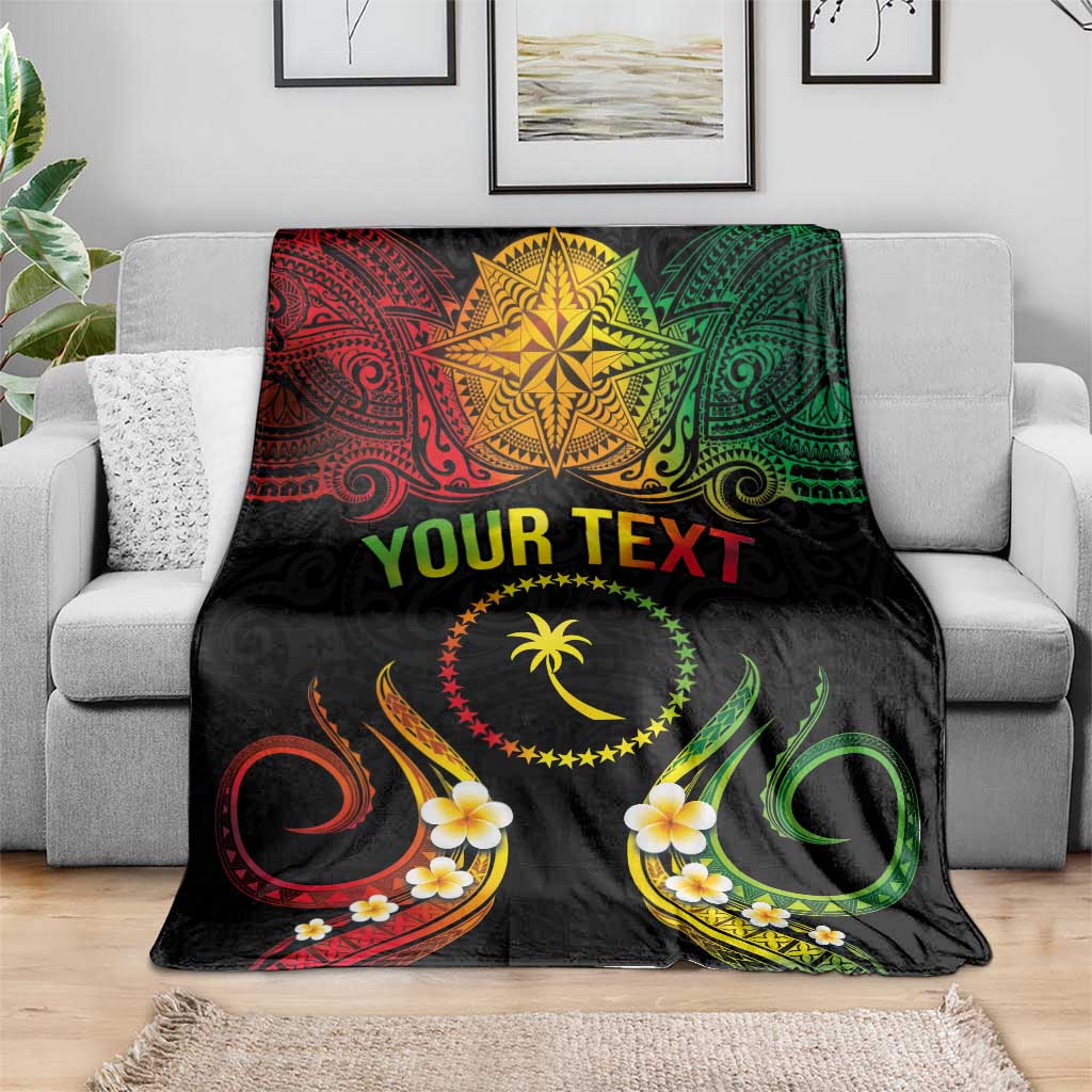 Personalised Chuuk Independence Day Blanket Polynesian Tattoo and Plumeria Reggae Color LT03 - Polynesian Pride
