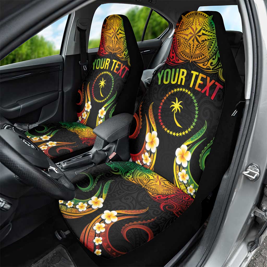 Personalised Chuuk Independence Day Car Seat Cover Polynesian Tattoo and Plumeria Reggae Color