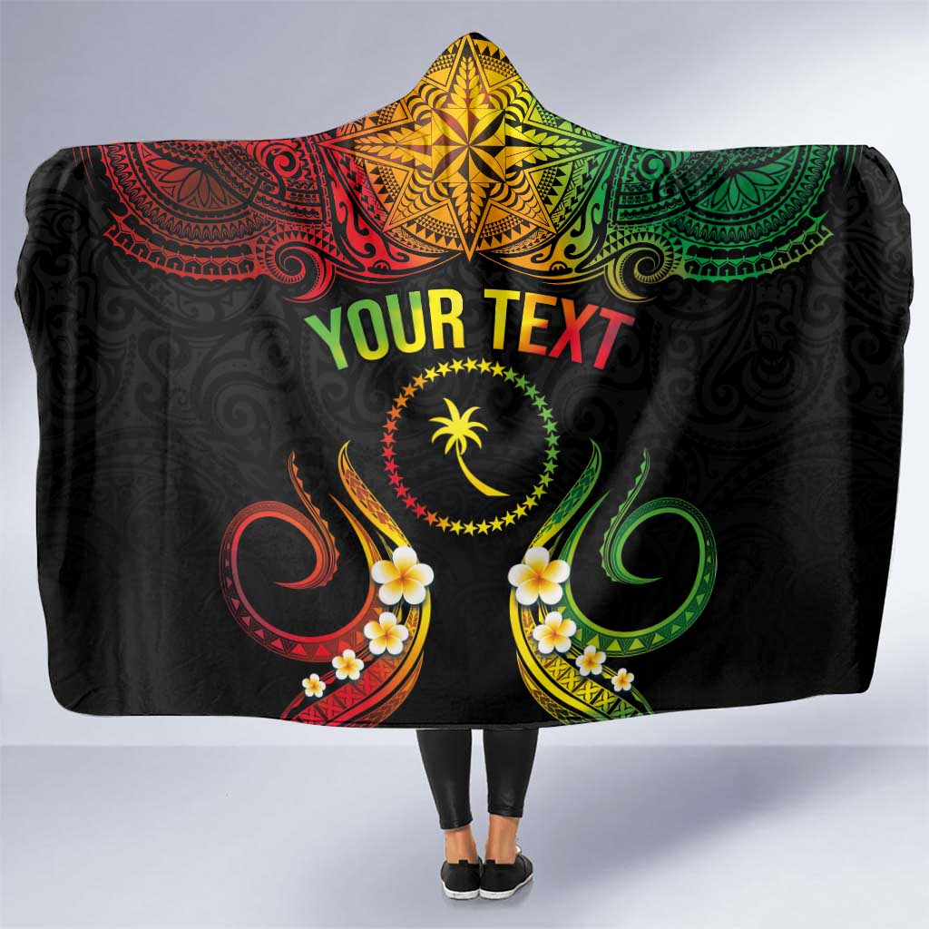 Personalised Chuuk Independence Day Hooded Blanket Polynesian Tattoo and Plumeria Reggae Color LT03 One Size Reggae - Polynesian Pride
