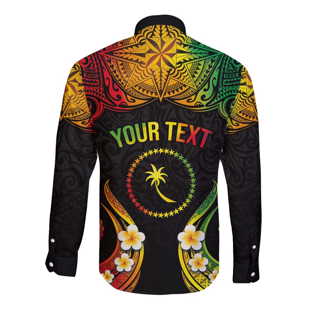 Personalised Chuuk Independence Day Long Sleeve Button Shirt Polynesian Tattoo and Plumeria Reggae Color LT03 - Polynesian Pride
