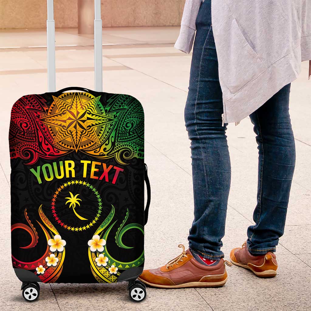 Personalised Chuuk Independence Day Luggage Cover Polynesian Tattoo and Plumeria Reggae Color LT03 Reggae - Polynesian Pride