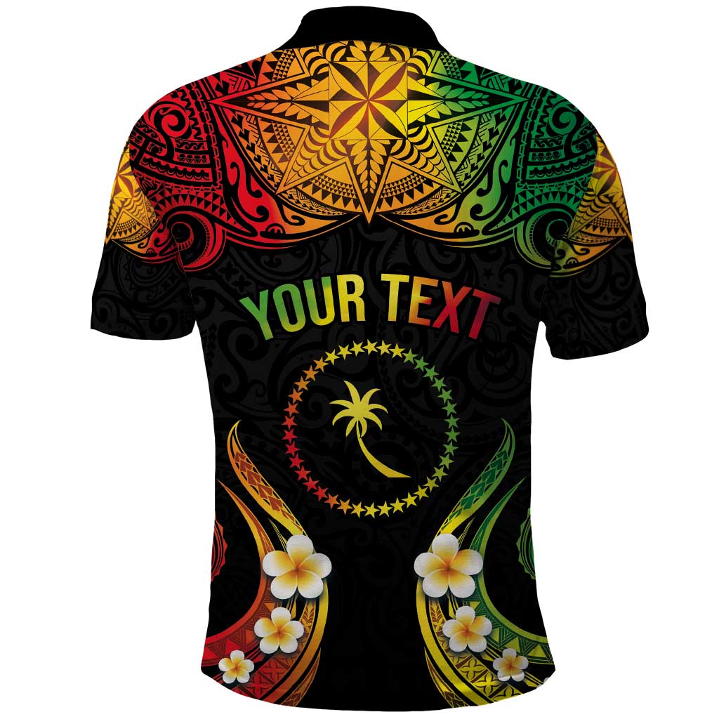 Personalised Chuuk Independence Day Polo Shirt Polynesian Tattoo and Plumeria Reggae Color