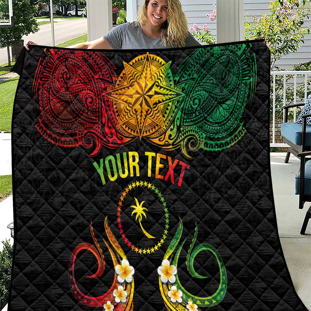 Personalised Chuuk Independence Day Quilt Polynesian Tattoo and Plumeria Reggae Color LT03 Reggae - Polynesian Pride