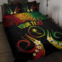 Personalised Chuuk Independence Day Quilt Bed Set Polynesian Tattoo and Plumeria Reggae Color
