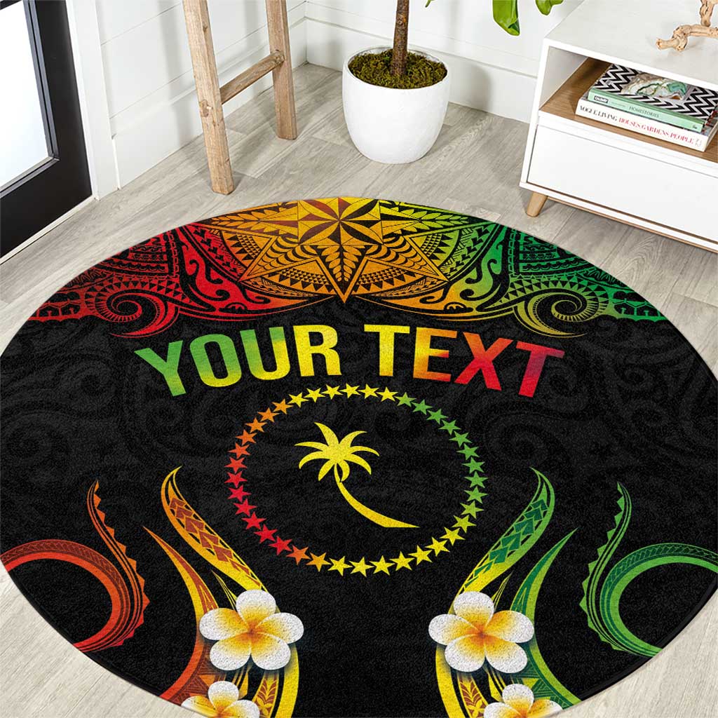 Personalised Chuuk Independence Day Round Carpet Polynesian Tattoo and Plumeria Reggae Color LT03 Reggae - Polynesian Pride