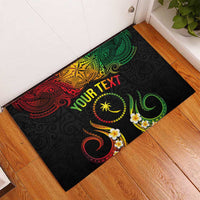 Personalised Chuuk Independence Day Rubber Doormat Polynesian Tattoo and Plumeria Reggae Color LT03 - Polynesian Pride