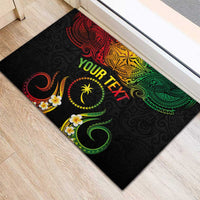 Personalised Chuuk Independence Day Rubber Doormat Polynesian Tattoo and Plumeria Reggae Color LT03 - Polynesian Pride