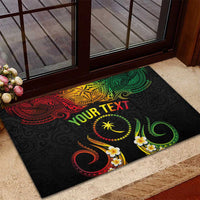 Personalised Chuuk Independence Day Rubber Doormat Polynesian Tattoo and Plumeria Reggae Color LT03 - Polynesian Pride