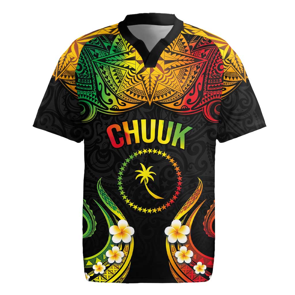 Personalised Chuuk Independence Day Rugby Jersey Polynesian Tattoo and Plumeria Reggae Color LT03 Reggae - Polynesian Pride